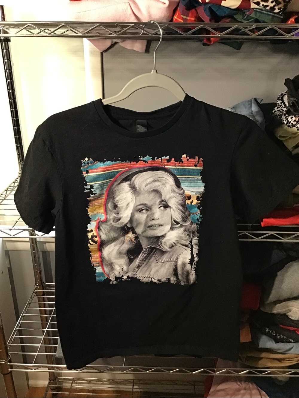 Gildan Black Short Sleeve Tee with Multicolor Dolly Parton Graphic